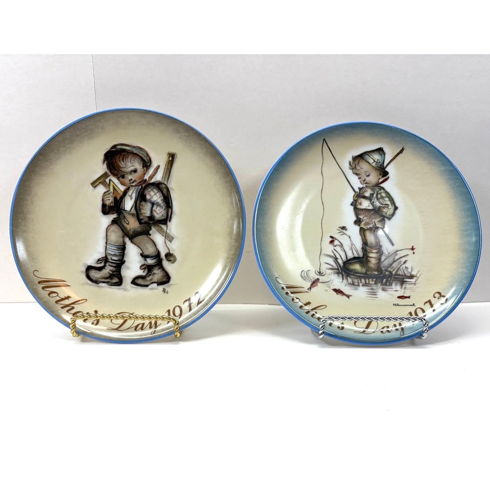 Vintage Hummel Sister Berta Plates 1972 & 1973 Mother's Day Collector Series VCG